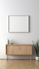 Minimalist Frame and Wooden Console with Silhouette Lighting