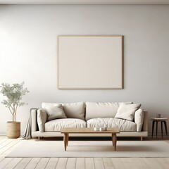  Minimalist Living Room Artist's Frame on Beige Rug