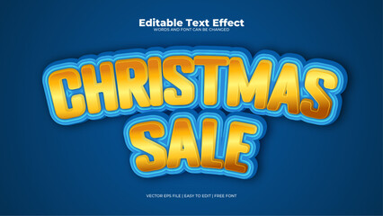 Blue and gold christmas sale 3d editable text effect - font style