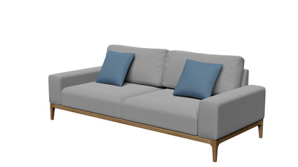 Large sofa on a transparent background, home interior, furniture big sofa. 3d render