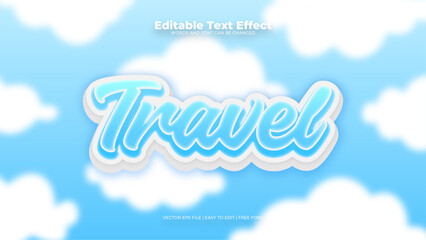 Blue and white travel 3d editable text effect - font style