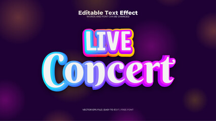 Blue pink and purple violet live concert 3d editable text effect - font style