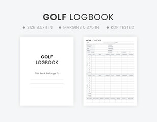 Fototapeta na wymiar Golf Log Book Journal KDP Interior Template used as Low Content Planner Tracker