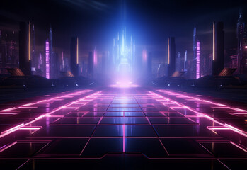 Neon illuminated futuristic backdrop realistic image, ultra hd, high design very detailed