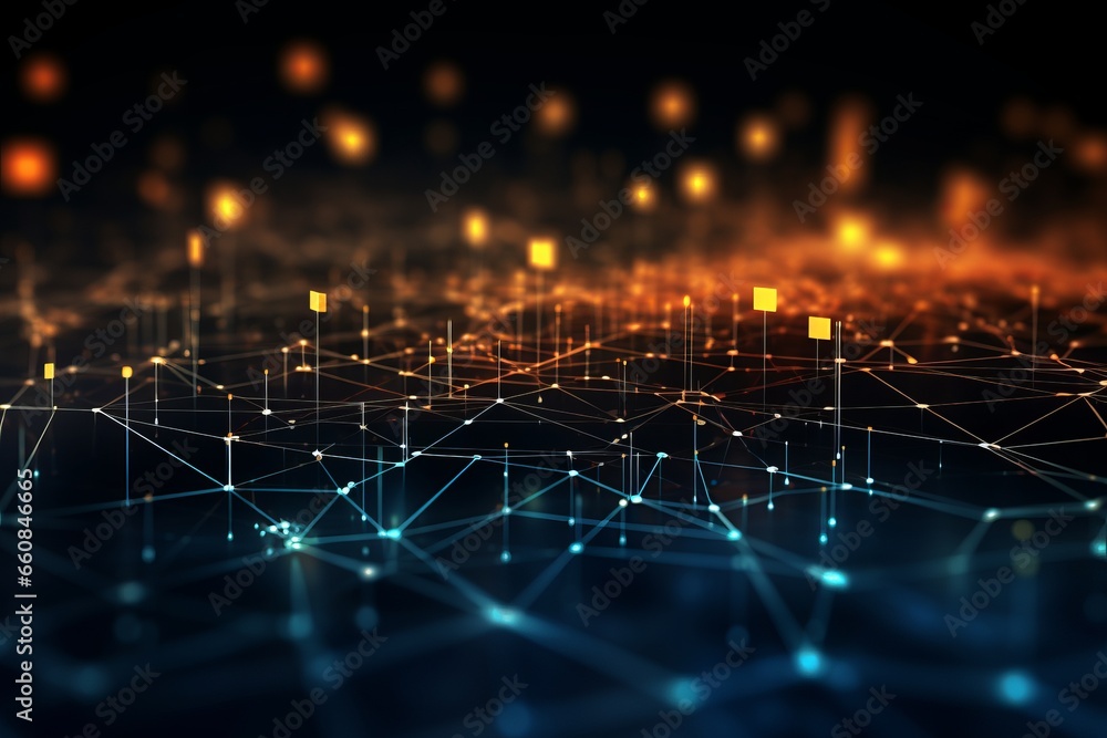 Poster abstract dark blue background. network connection structure. grid.