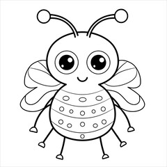 Cute funny bee for coloring. Vector template for a coloring book with funny animals. Colouring page for kids.	