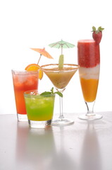 Fototapeta premium Cocktail Mocktail group shot against a white background
