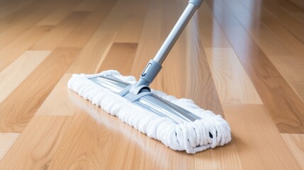 Floor cleaning involves the use of a mop and cleansing foam.