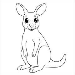 Cute funny kangaroo for coloring. Vector template for a coloring book with funny animals. Colouring page for kids.	
