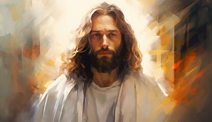 Portrait of Jesus Christ, savior of mankind - obrazy, fototapety, plakaty
