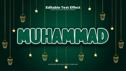 Green and white muhammad 3d editable text effect - font style