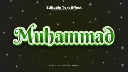 Green and white muhammad 3d editable text effect - font style