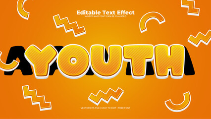 Orange and yellow youth 3d editable text effect - font style - obrazy, fototapety, plakaty