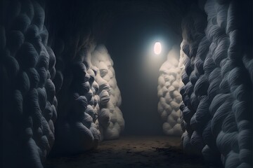 human sized cocoons fill cave atmospheric horror dramatic lighting cinema still movie real hyper realistic octane render 4k 