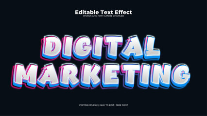 Colorful colourful digital marketing 3d editable text effect - font style