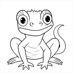 Cute funny lizard for coloring. Vector template for a coloring book with funny animals. Colouring page for kids.	