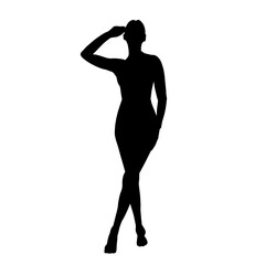 Silhouette of a female model slim or slender body curves.