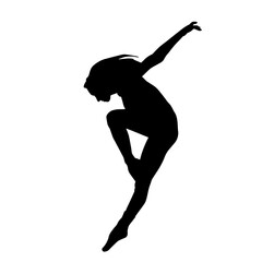 Fototapeta premium Silhouette of a woman in casual costume jumping or dancing pose.