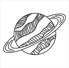 Vector planet saturn tattoo illustration line art. tattoo idea. Eps 10