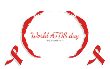 World AIDS day. December 1st. ribbon with aids awareness ribbon.