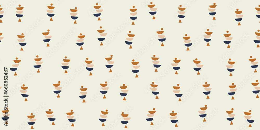 Poster triangle, three semicircles, circle. wallpaper with an unusual figure that repeats itself chaoticall