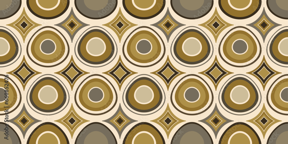 Poster rows of ovals, inside of which there are also oval rings. between the rows with ovals are diamonds, 