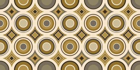 The circles with more circles inside them. There are diamonds between the circles. Vector texture and optical pattern, for interior and wallpaper, seamless surfaces.