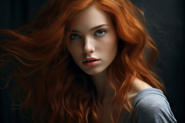 portrait of a beautiful red-haired girl