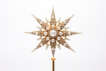 Luxurious Golden Star adorned with Pearls and Diamonds, Elegant and Opulent Jewelry for Design Projects