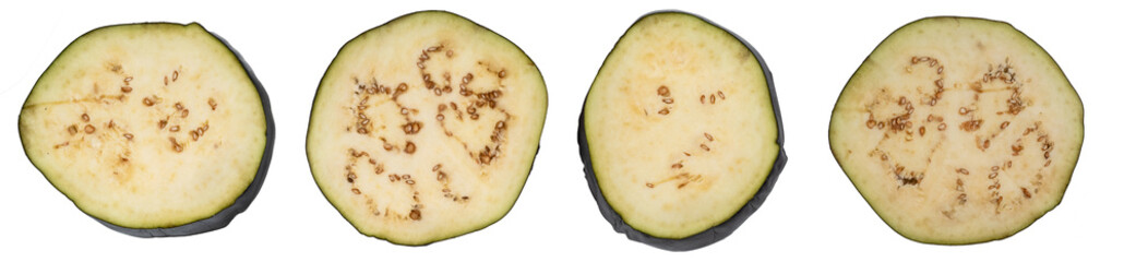 Sliced eggplant or aubergine vegetable collection isolated on transparent  background 