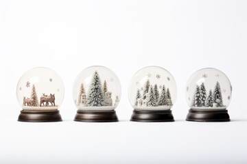Festive Christmas Snow Globes with Miniature Trees on White Background - Holiday Decorations and Gifts