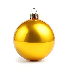 Yellow christmas balls on white background