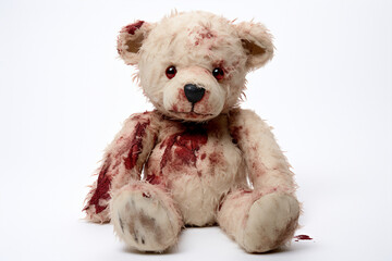 a bloody teddy bear - obrazy, fototapety, plakaty