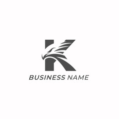 design logo creative letter K and head eagle