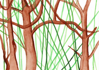  Landscape Trees Watercolor Painting