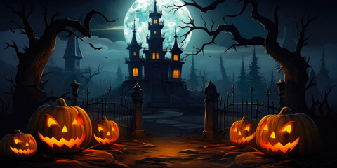 Halloween Background For Cards, Website Covers And Invitations Created Using Artificial Intelligence