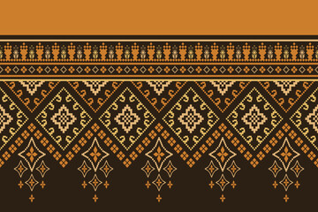 Nature vintages cross stitch traditional ethnic pattern paisley flower Ikat background abstract Aztec African Indonesian Indian seamless pattern for fabric print cloth dress carpet curtains and sarong