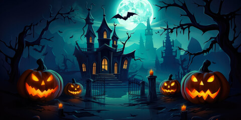 Halloween Background For Cards, Website Covers And Invitations Created Using Artificial Intelligence