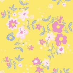 Behang Classic style background hand drawn, doodle, floral, daisies. large, abstract artistic flower buds. Simple summer botanical in trendy flat design. Textile, fabric and fashion. Sketchy floral print. © that-artsy-girl 