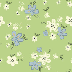 Classic style background hand drawn, doodle, floral, daisies. large, abstract artistic flower buds. Simple summer botanical in trendy flat design. Textile, fabric and fashion. Sketchy floral print.