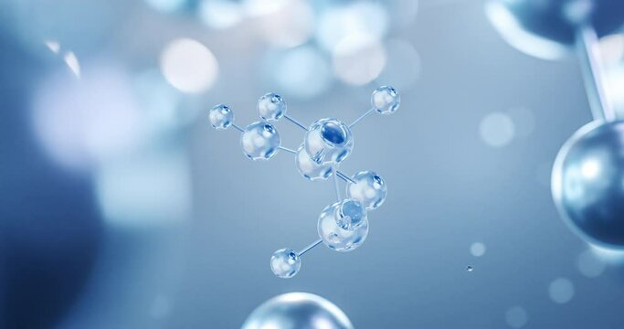 Glycine, rotating 3D model of proteinogenic amino acid, seamless looped video, molecular structure with selective focus