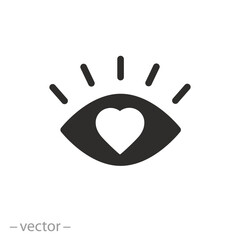 eye with heart icon, vision love, flat symbol - vector illustration - obrazy, fototapety, plakaty
