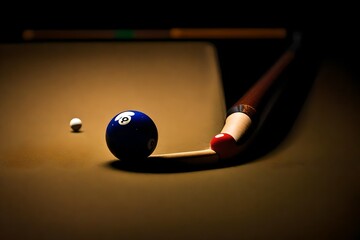 A billiards ball on the cusp of sinking into the corner pocket. - obrazy, fototapety, plakaty