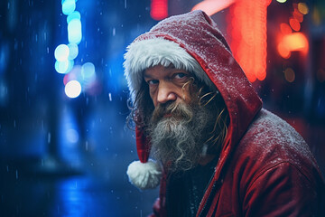 Homeless people at Christmas, concept of hopelessness, hardship and loneliness. - obrazy, fototapety, plakaty