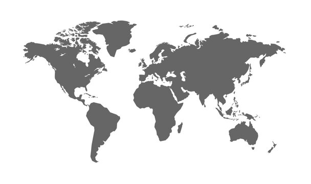 Transparent blank thin world map - b1a