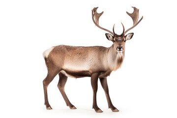 Naklejka na ściany i meble Deer on White Background - Wildlife Close-up, Natural Animal Photography