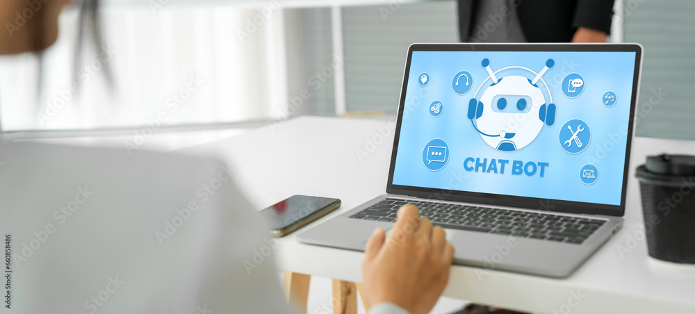Poster chatbot software application for modish online business that automatically reply to customer questio