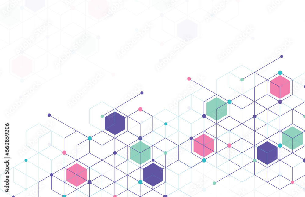 Aufkleber abstract geometric boxes pattern dot line connection background. modern technology with square mesh.