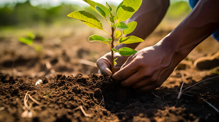 hand planting growth tree
