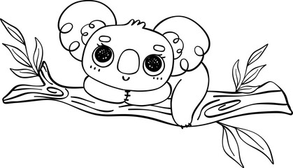 Koala on tree outline